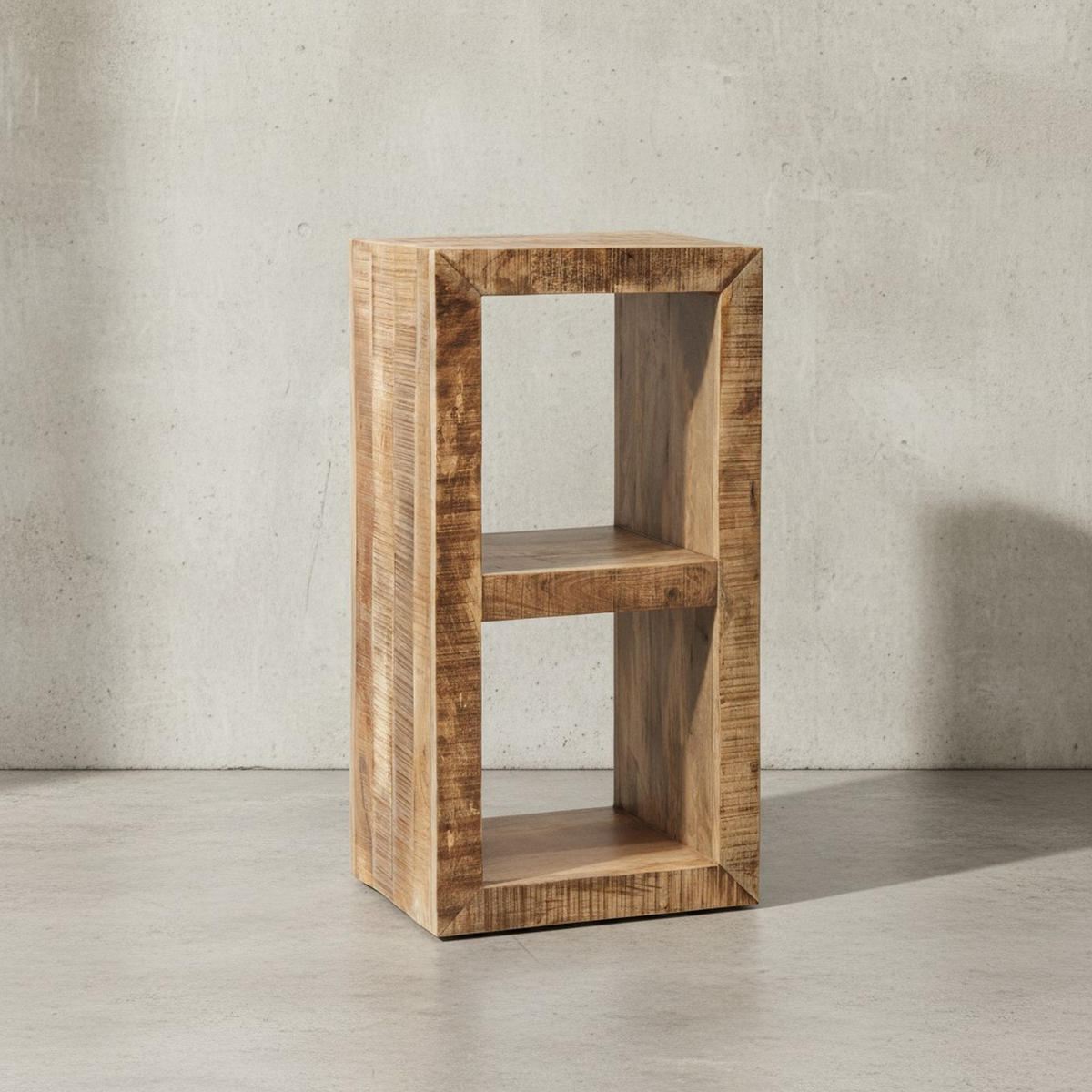 REGAL Massivholz Mango Cubeform Vintage EWA, Beige 45x35x90 cm - Beige, Holz (45/90/35cm) - KADIMA DESIGN