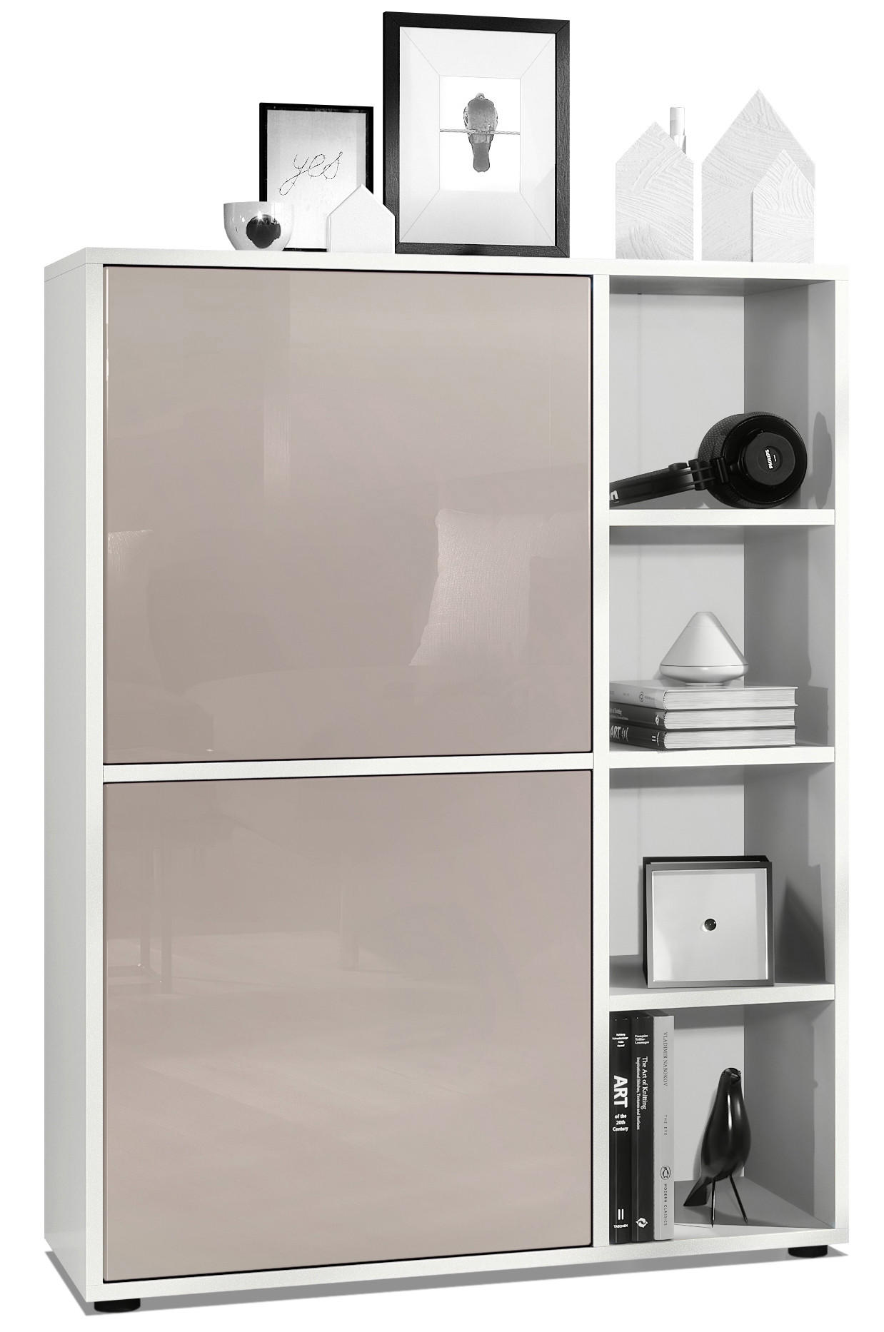 HIGHBOARD Cuba Türen in Sandgrau Hochglanz - Sandfarben, Holzwerkstoff (79/105.5/35.5cm) - Vladon