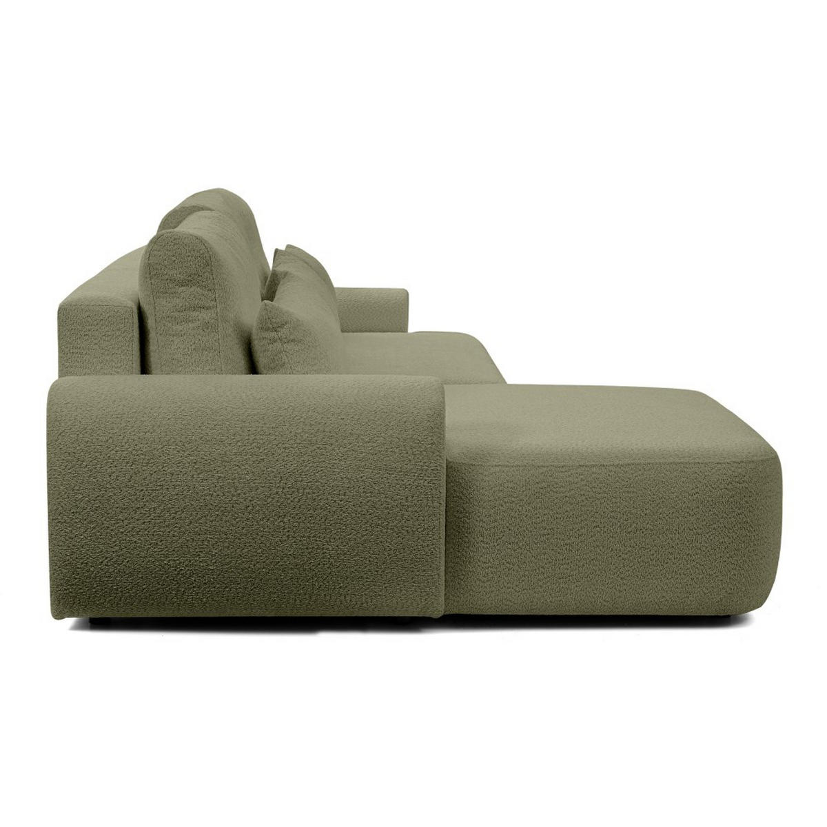 ECKSCHLAFSOFA Oliver im Bouclé-Gewebe, Hellgrün, links - Schwarz/Hellgrün, Textil (266/160cm) - Beautysofa