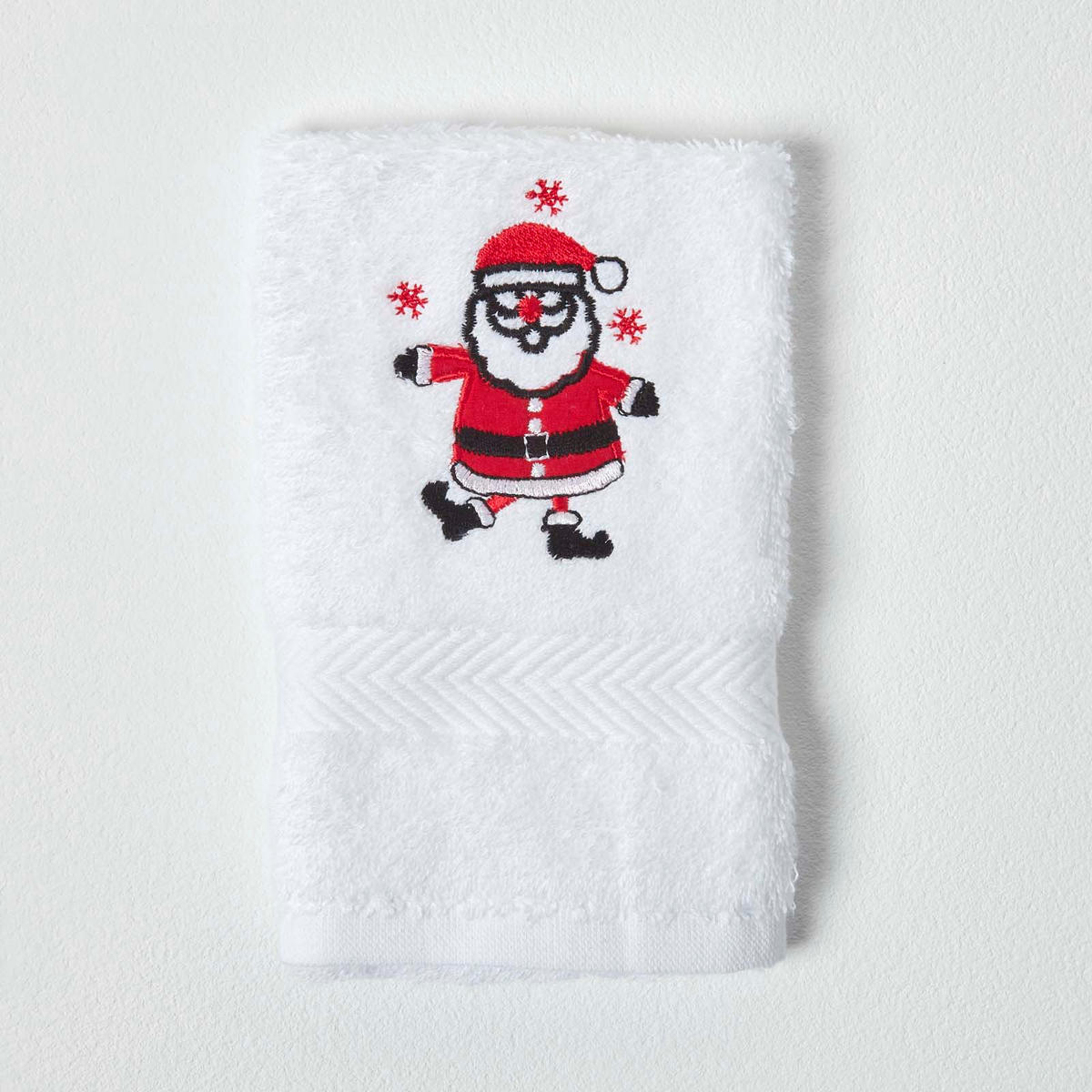 GÄSTEHANDTUCH Weihnachtsmann weiß 30/50 cm - Weiß, Textil (30/50cm) - Homescapes