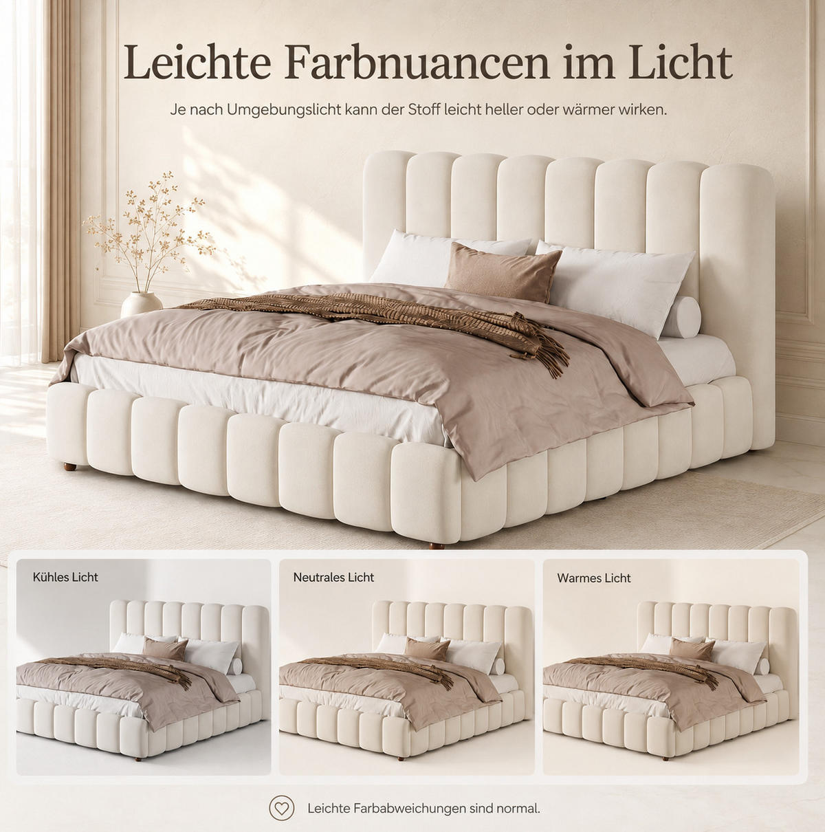 POLSTERBETT 160/200 cm in Beige mit Samtbezug und großem Bettkasten - Beige, Textil (160/200cm) - Flora Grace