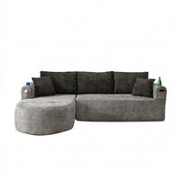 ECKSOFA 255/171/64 cm Grau Leinen mit 2 Getränkehalter - Grau, Textil (255/171cm) - Oxeza