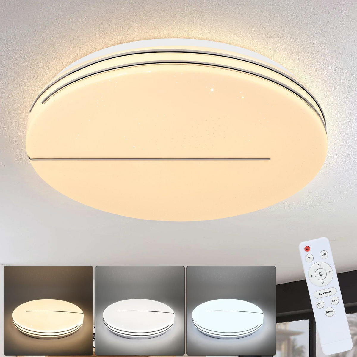 LED-DECKENLEUCHTE Hera 40/40/6cm - Weiß, Metall (40/40/6cm) - ZMH