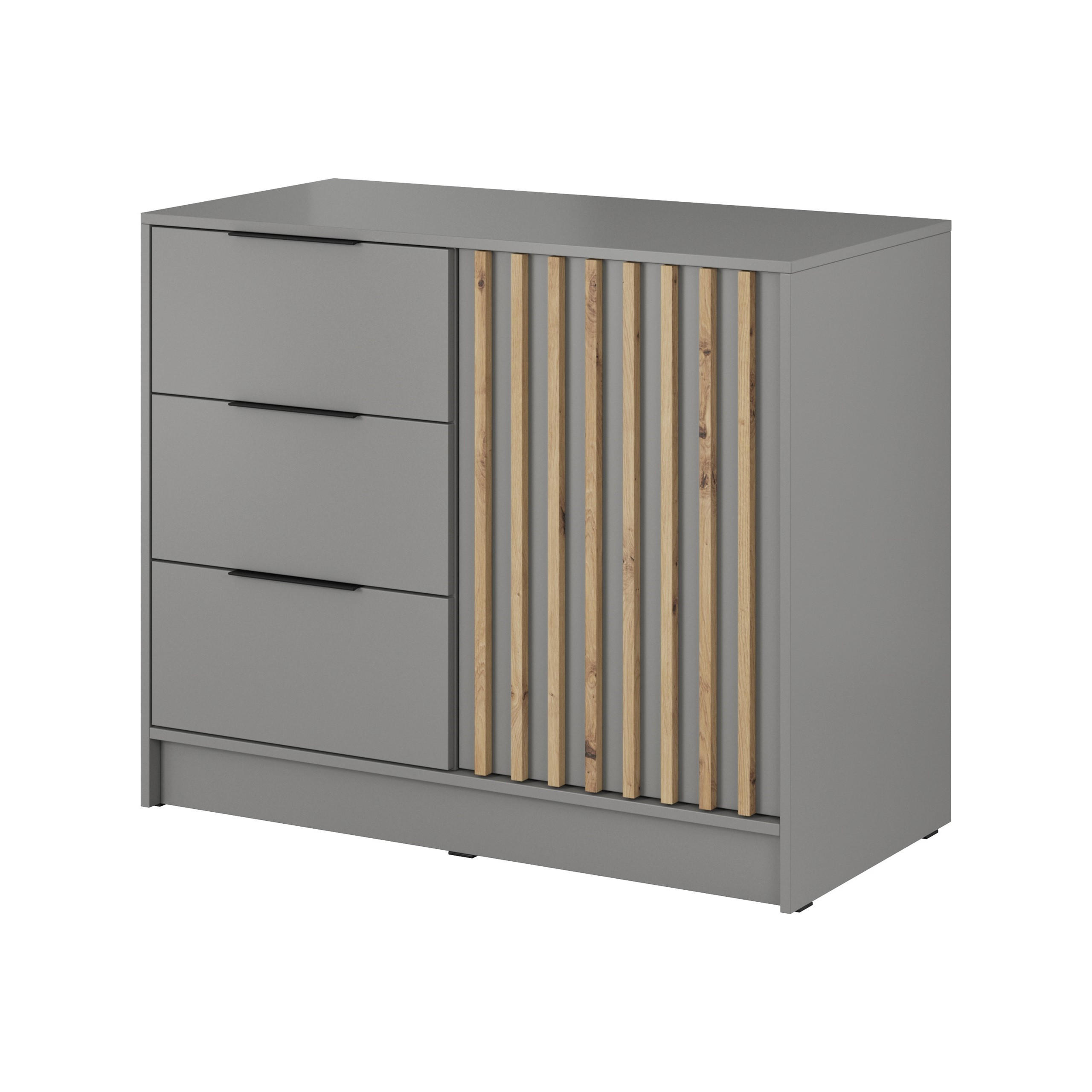 SIDEBOARD NELIANA 105/86/45cm mit 3 Schubladen 1 Türen Grau - Grau, Holzwerkstoff (105/86/45cm) - MASSENO