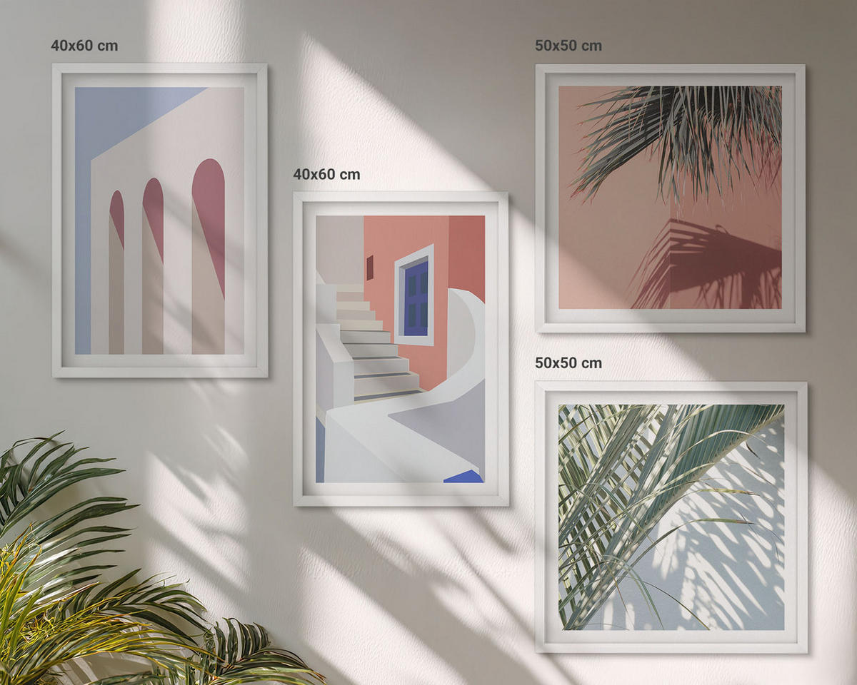 WANDBILDER 4er-Set - 50x50 cm & 40x60 cm Weißer Rahmen - Illustrationen der Stadtarchitektur - Weiß, Kunststoff (50/50cm) - ArtPrintCave