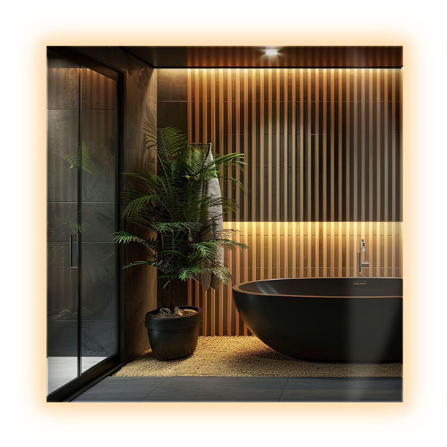 LED-SPIEGEL 50x50 cm Rechteckig Warmweiß 3000K - Transparent, Glas (50/50/0.4cm) - Wallfluent