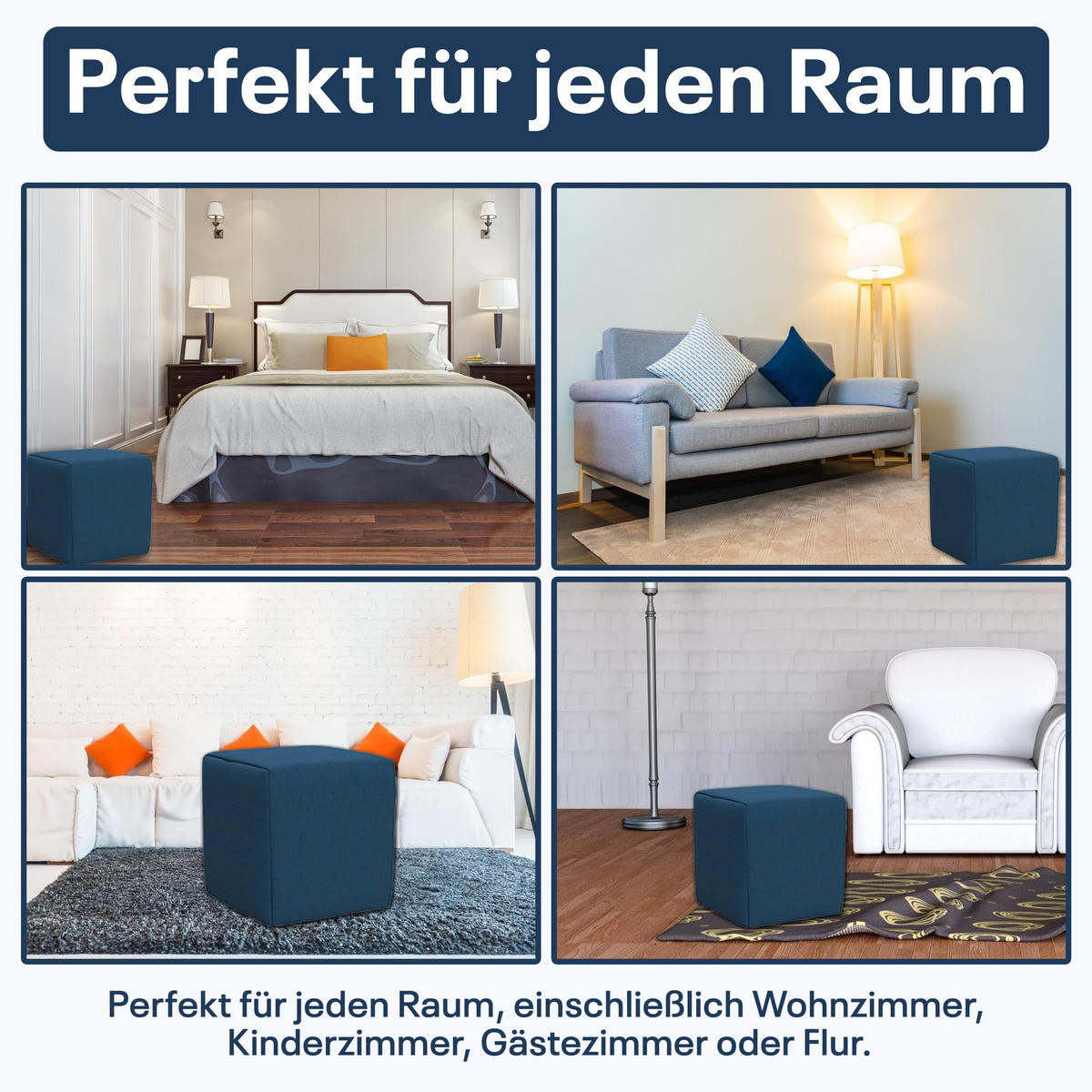 SITZWÜRFEL 40 x 40 x 40 cm Türkis mit Polsterung und Holzwerkstoffrahmen für Wohnzimmer - Türkis/Hellblau, Textil (40/40/40cm) - Best For Home