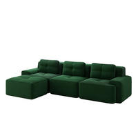 ECKSOFA 293/177/69 cm grün aus Cord mit Tiefsitz, ottomanenfähig und montagefrei - Grün, Textil (177/293cm) - OKWISH