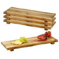 SERVIERBRETT mit Füßen, 4 Stück, Akazie - 53 x 19cm - Naturfarben, Holz (53/4/19cm) - Kesper