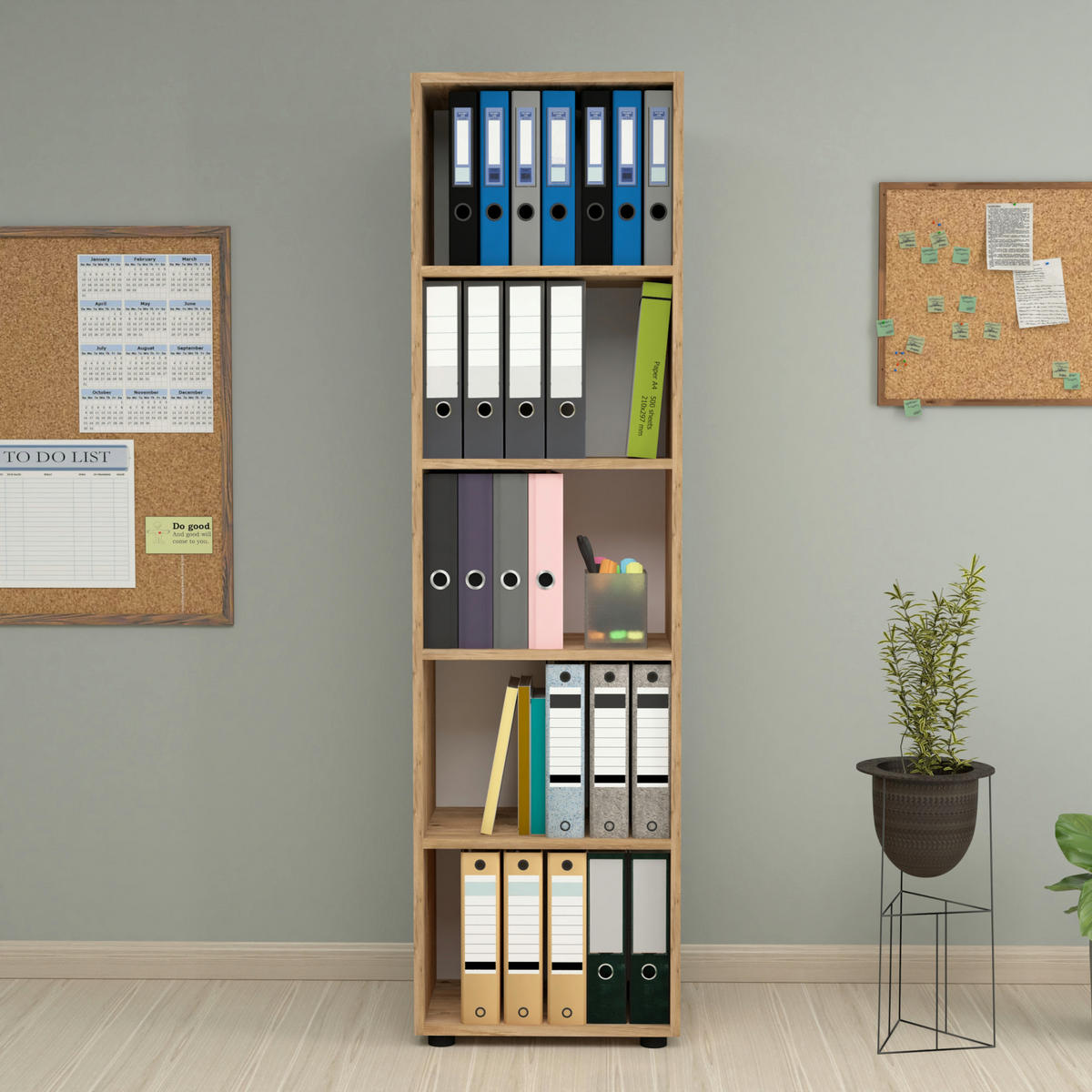 BÜCHERREGAL Vara - Eichefarben, Holzwerkstoff (49/178/30cm) - [en.casa]