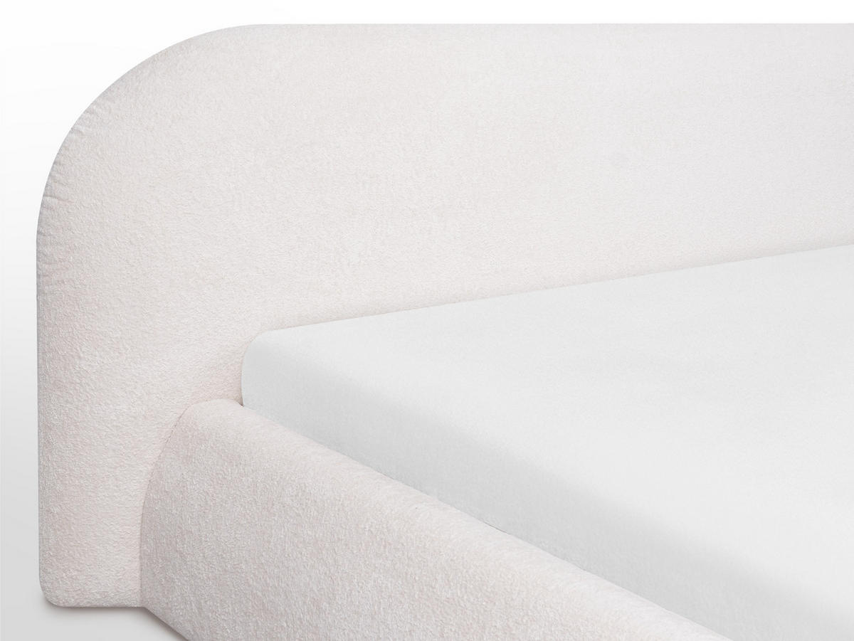 POLSTERBETT Lumi Creme 160/200 cm Boucle mit Bettkasten - Creme, Textil/Metall (160/200cm) - wonello
