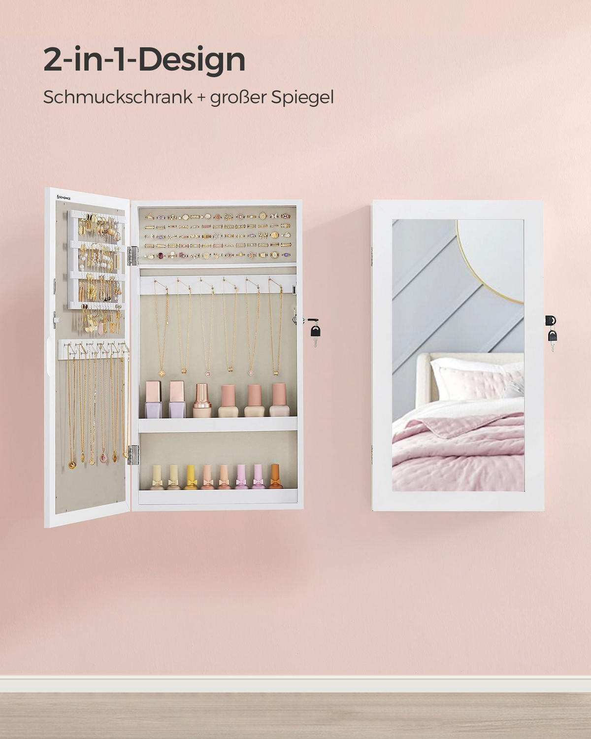 SPIEGELSCHRANK KIGALI - Weiß, Glas (37/67/10cm) - Hansiro