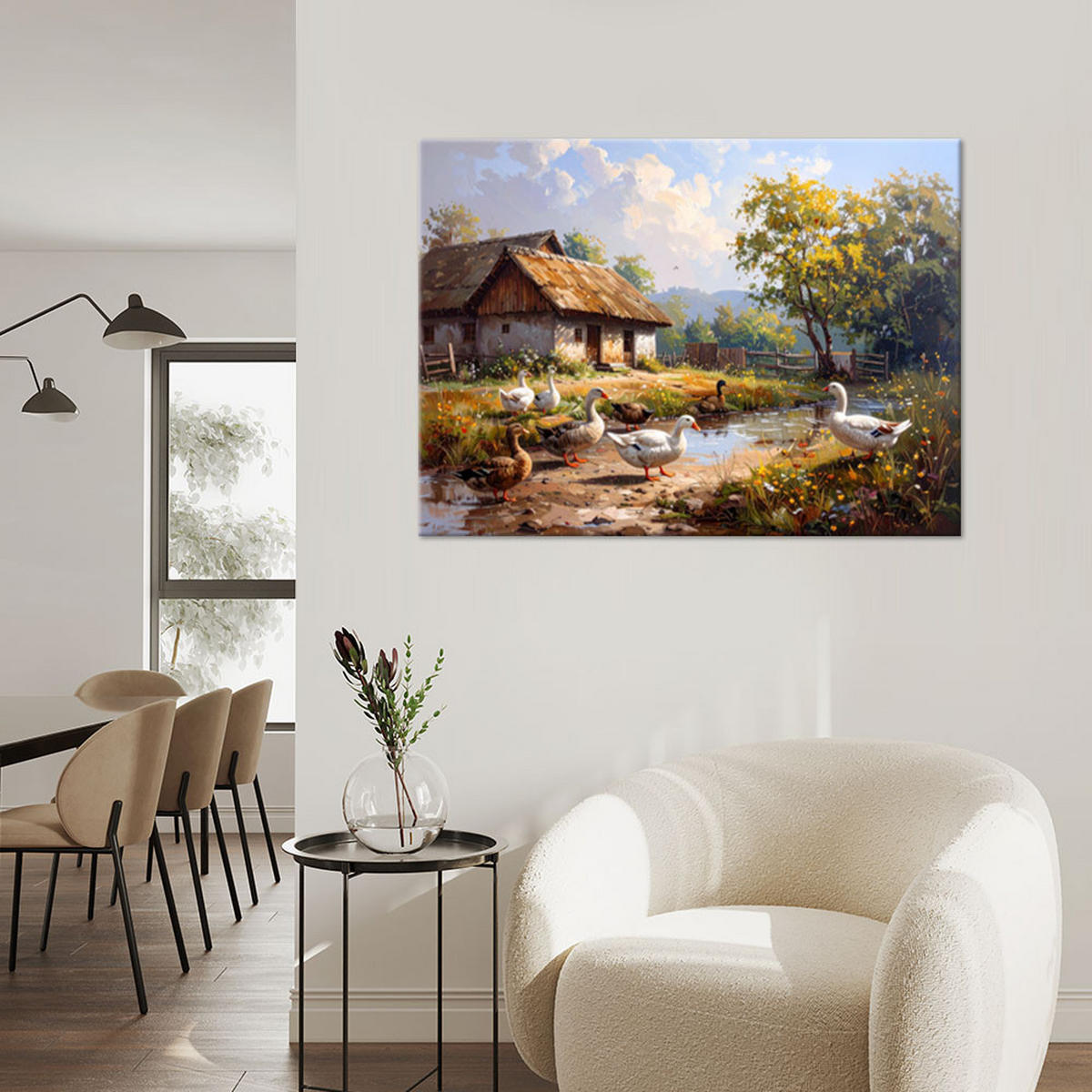 WANDBILD, Ländliche Landschaft Tiere Natur - Grün, Textil (60/40cm) - Feeby