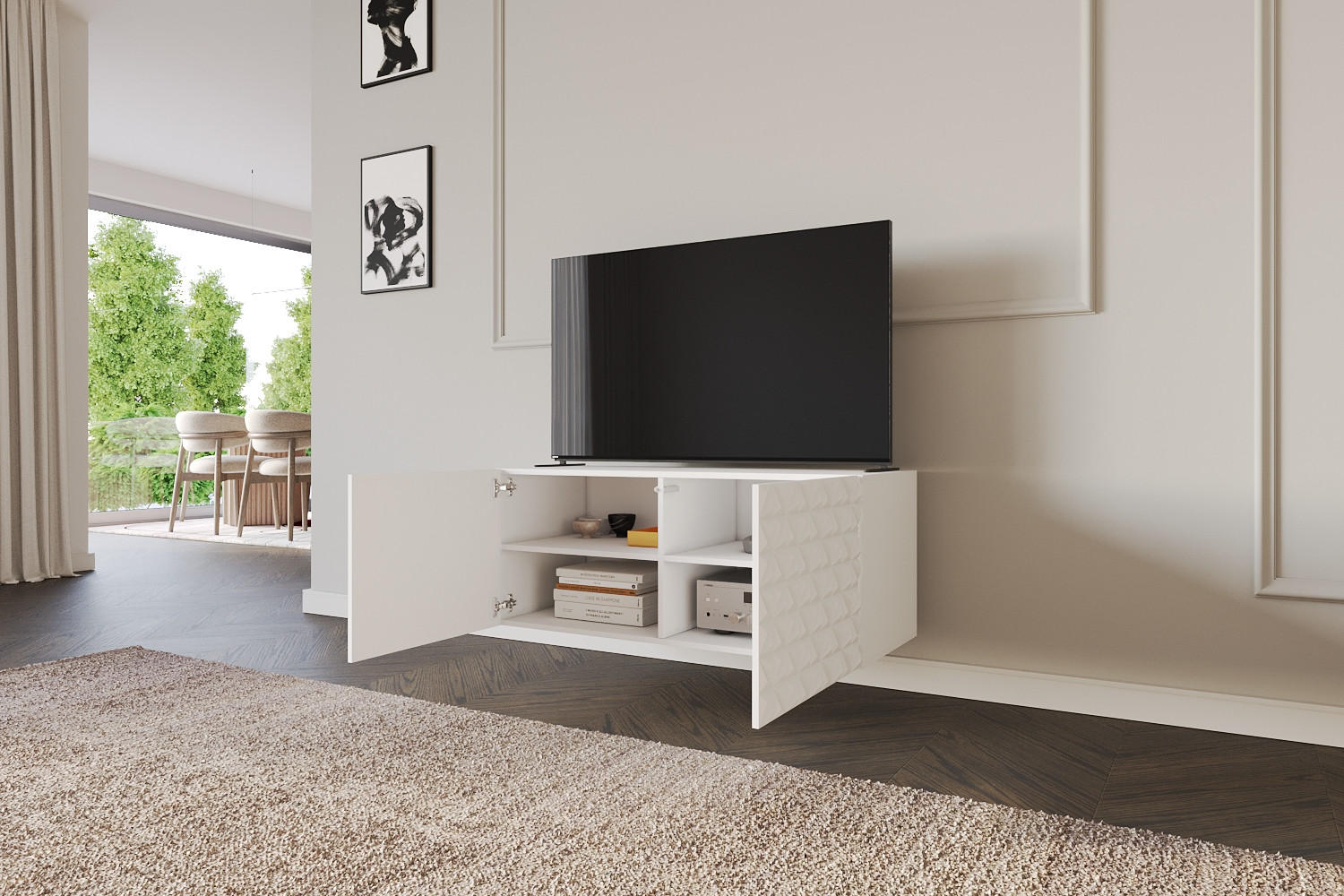 LOWBOARD VIRA-W 100x40x41 cm - Weiß - Weiß, Holzwerkstoff (100/40/41cm) - ALTDECOR