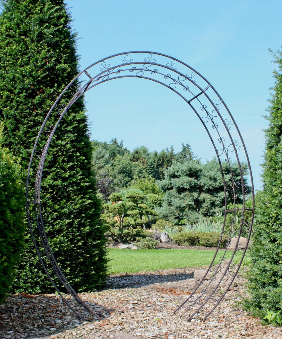 ROSENBOGEN Milan oval Schwarz Stahl Gartenbogen Rankhilfe - Schwarz, Metall (200/220/38cm) - DELUKE