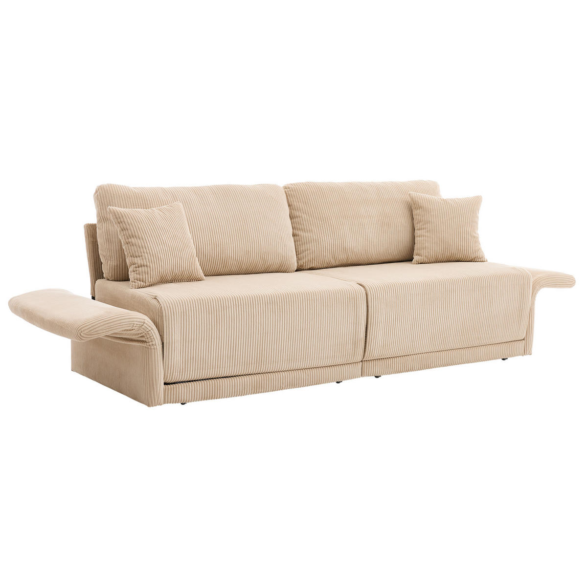 SOFA klappbar 182 cm Beige Cord mit Schlaffunktion - Beige, Kunststoff (182/84/88cm) - Meubliv