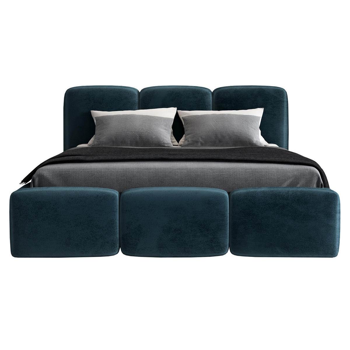 POLSTERBETT STAR 160x200 Blau - Blau, Textil (160/200cm) - A&J MöbelLand