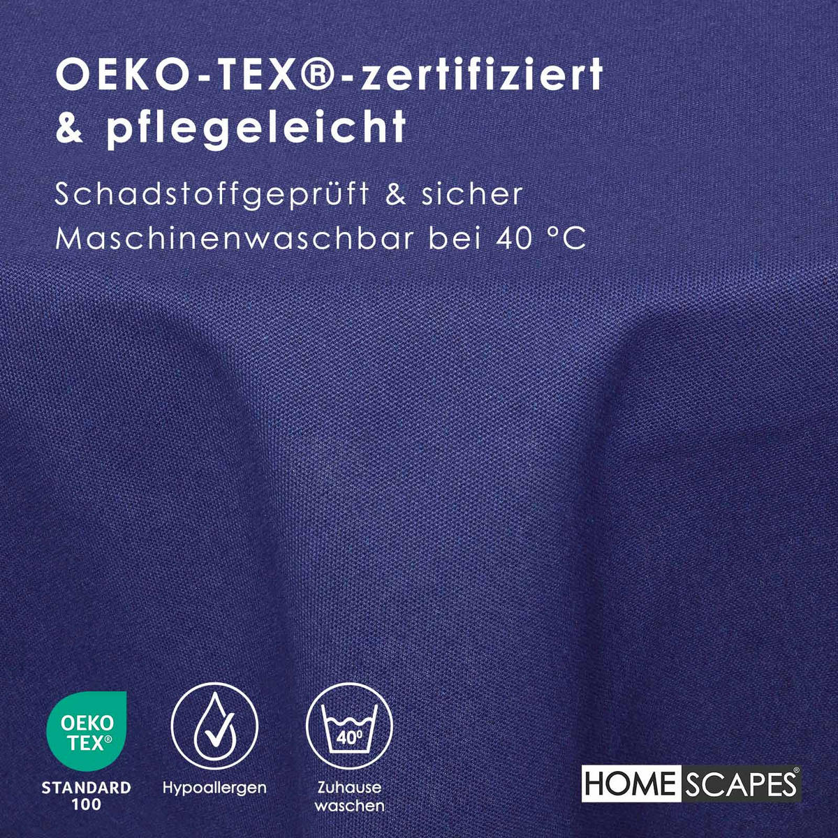 TISCHDECKE dunkelblau rund 178 cm, 100% Baumwolle - Dunkelblau, Textil (178/178cm) - Homescapes