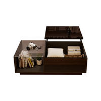 COUCHTISCH 100/50/(33-46,5) cm Schwarz mit Höhenverstellbar und LED-Beleuchtung - Schwarz, Holzwerkstoff (100/50/33cm) - OKWISH