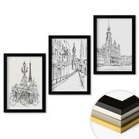 WANDBILDER 3er-Set - 20x30 cm Schwarzer Rahmen - Einfache Zeichnungen von Stadtlandschaften - Schwarz, Kunststoff (20/30cm) - ArtPrintCave