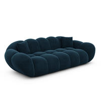 3-SITZER-SOFA Liva Mitternachtsblau Samtstoff - Dunkelblau, Textil (233/70/93cm) - VAROYAL