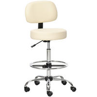 BARHOCKER Drehstuhl Höheverstellbarer Barstuhl mit Lehne aus Kunstleder-Leder - Beige, Kunststoff (57/104/56cm) - HOMCOM