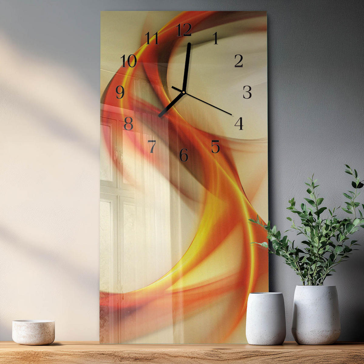WANDUHR 60x30 cm - Abstrakte Kunst - Multicolor, Glas (30/60/0.4cm) - TULUP