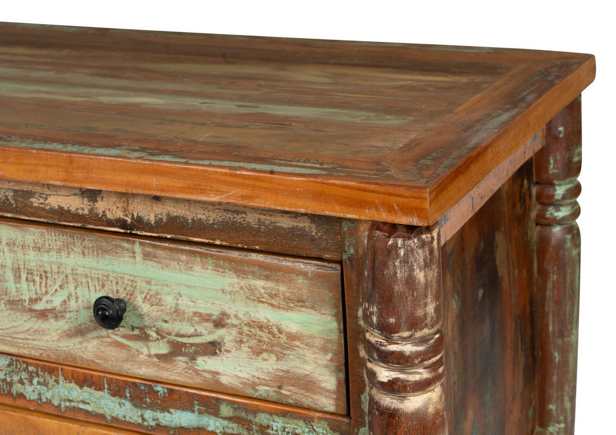 TV-BOARD Altholz 160x50x55 mehrfarbig lackiert FABLE #33 - Multicolor, Holz (160/55/50cm) - Massivmoebel24