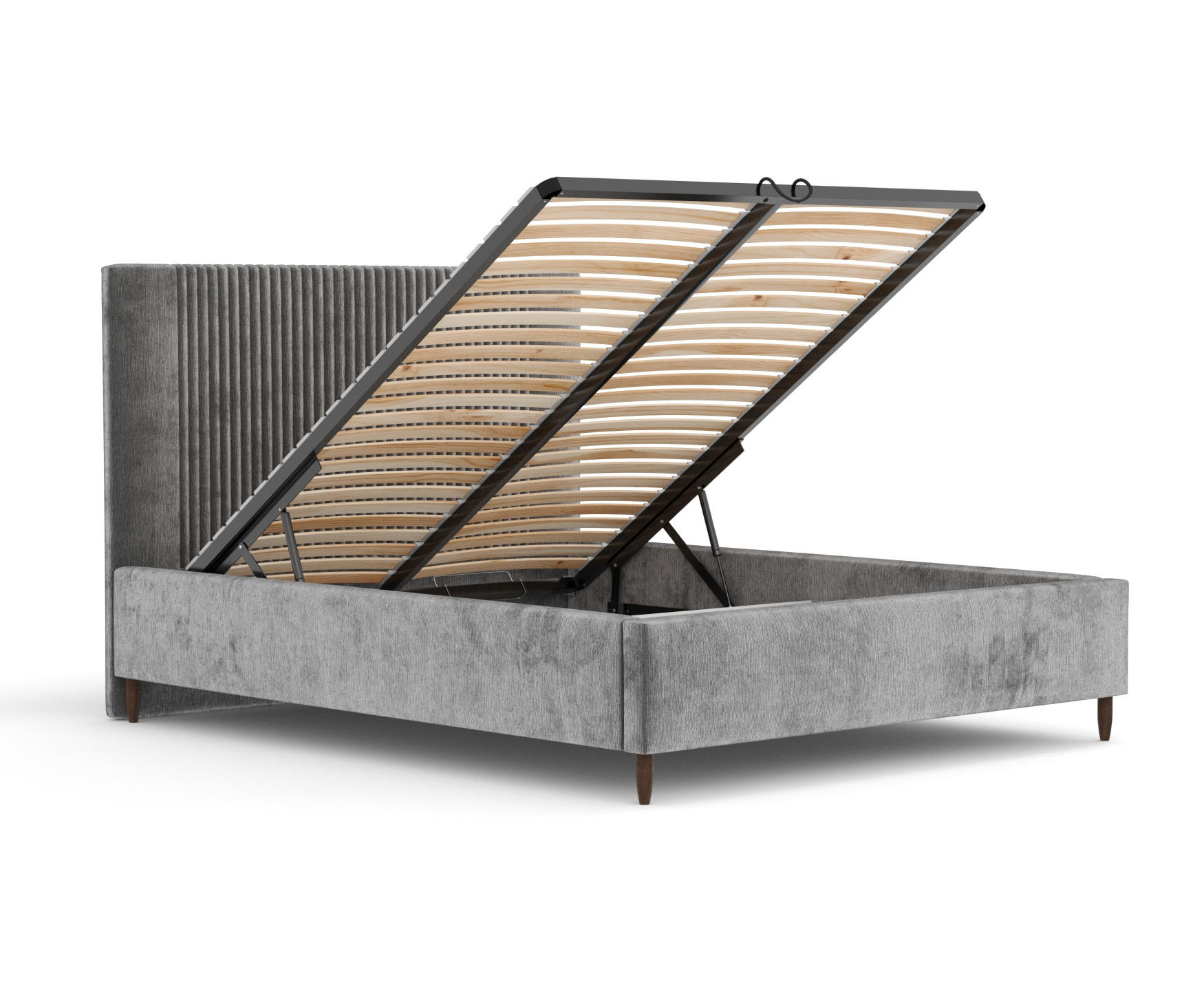 POLSTERBETT Etero Grau 120/200 cm im Chenille-Stoff - Wengefarben/Naturfarben, Holz/Holzwerkstoff (120/200cm) - Maison de Reve