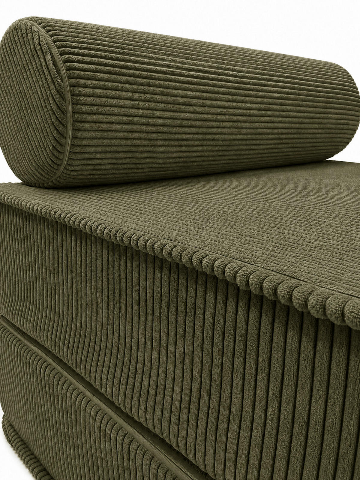 SCHLAFSESSEL ausklappbar, modularer Bodensessel mit Rückenrolle in Khaki - Waldgrün, Textil (80/62/95cm) - SURB
