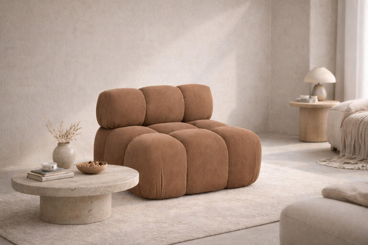 MODUL Mittig, Für Modulares System, Stoff Salvador, Dunkelbeige, Selia - Beige, Holz (95/70/95cm) - Kaiser Möbel