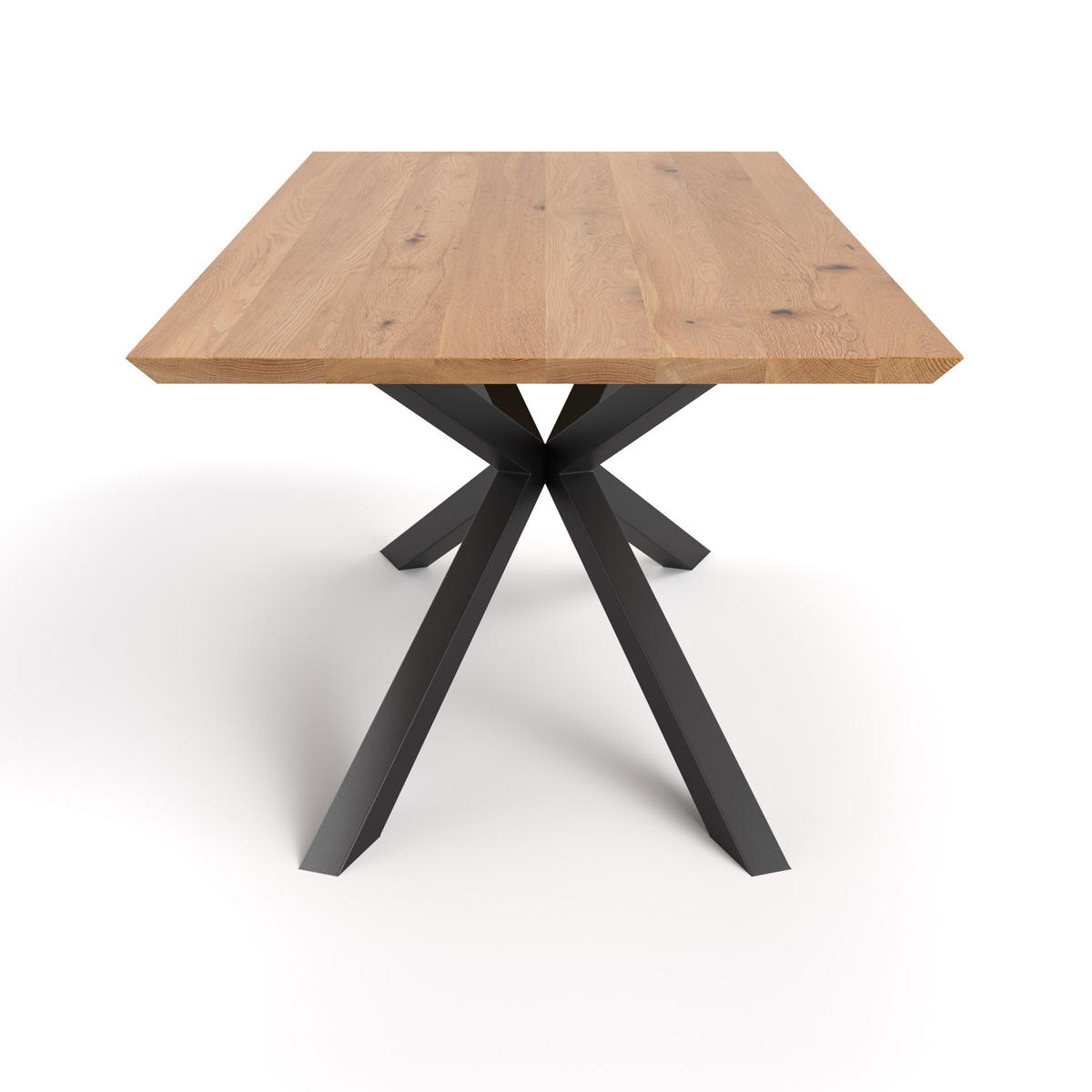 ESSTISCH Lumina aus massivem Eichenholz120x100 cm - Eichefarben/Schwarz, Holz/Metall (120/100/75cm) - Danzz