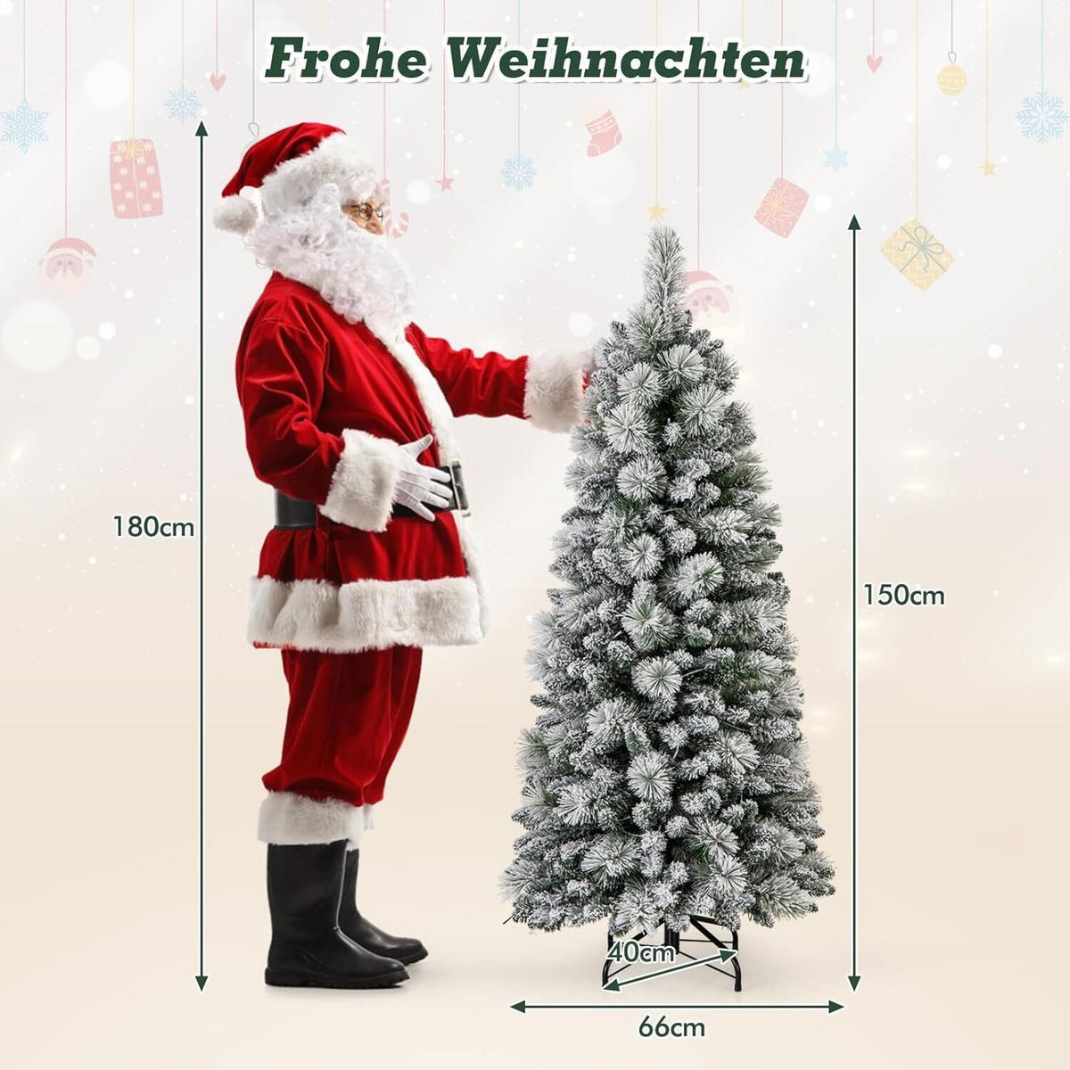 WEIHNACHTSBAUM 150cm Grün - Grün, Metall (155cm) - COSTWAY