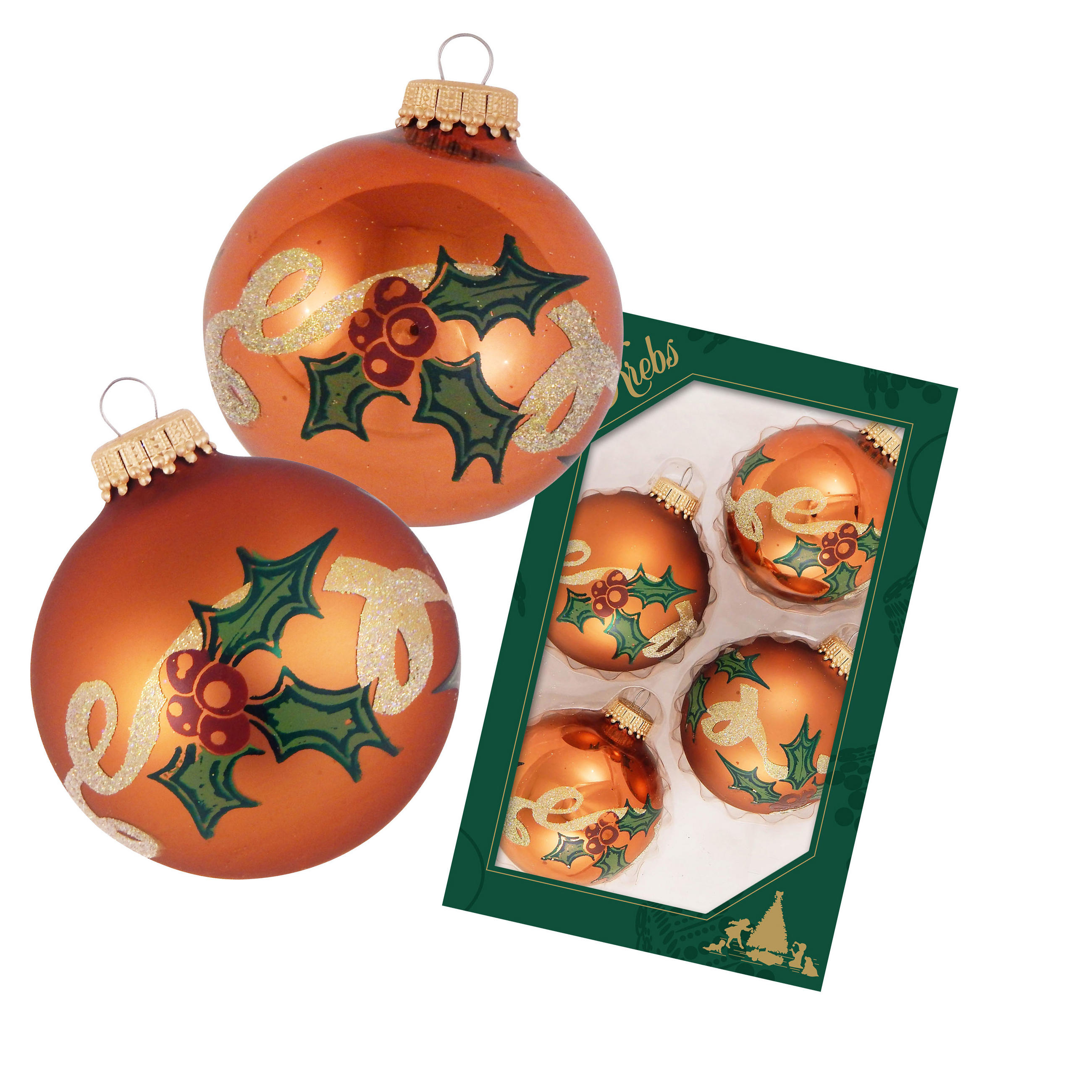 Krebs Glas Lauscha Christbaumkugeln Kupfer 6x7x6 cm