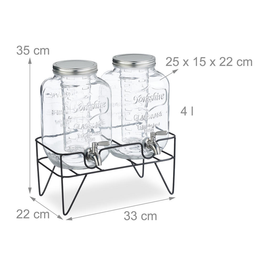 Thumbnail - Relaxdays Getränkespender, Transparent, Glas, Metall, 4 L, Zapfhahn, Essen & Trinken, Barausstattung