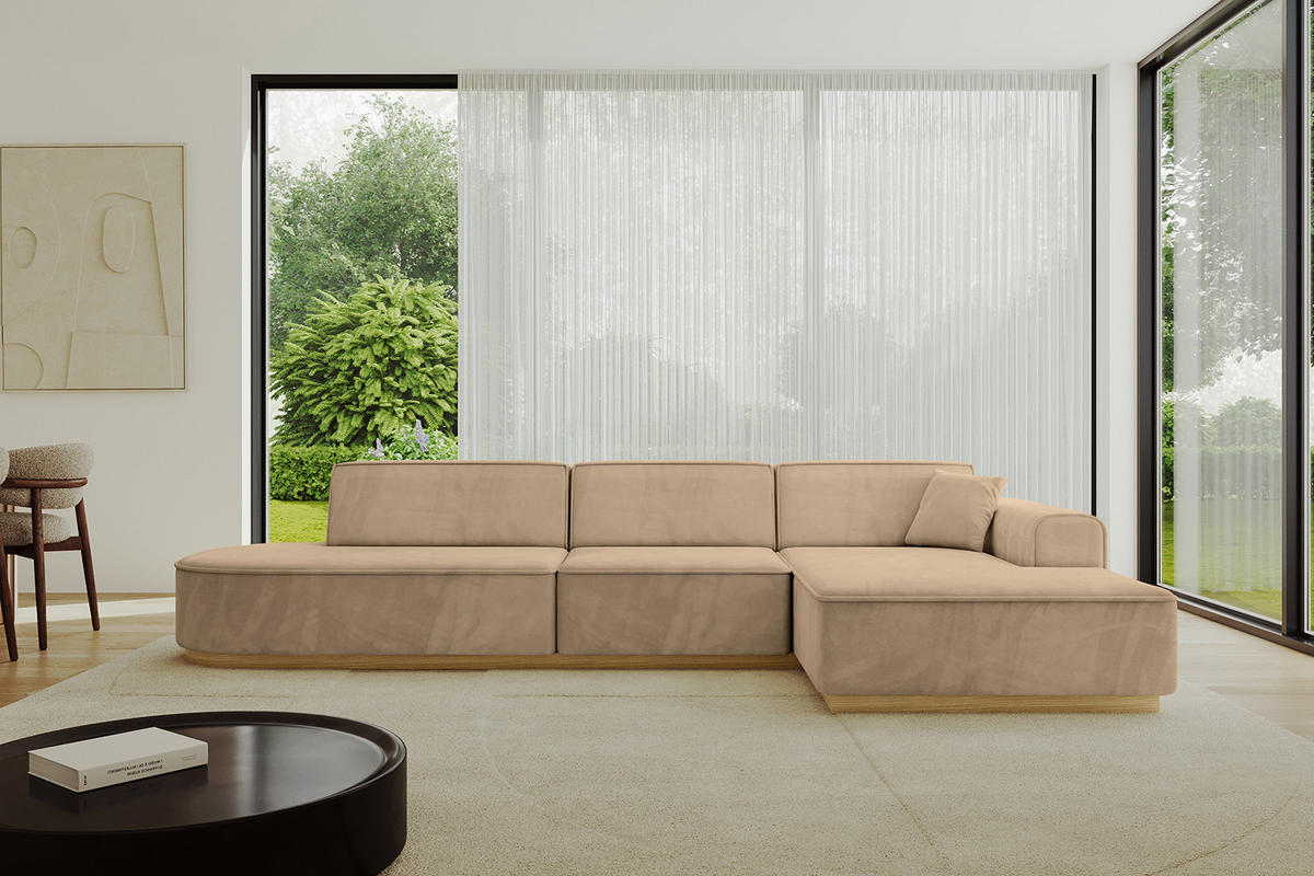ECKSOFA Ottomane Rechts IREA-L2-v2 - 328x171x83 cm Beige - Beige, Holzwerkstoff/Textil (171/328cm) - ALTDECOR