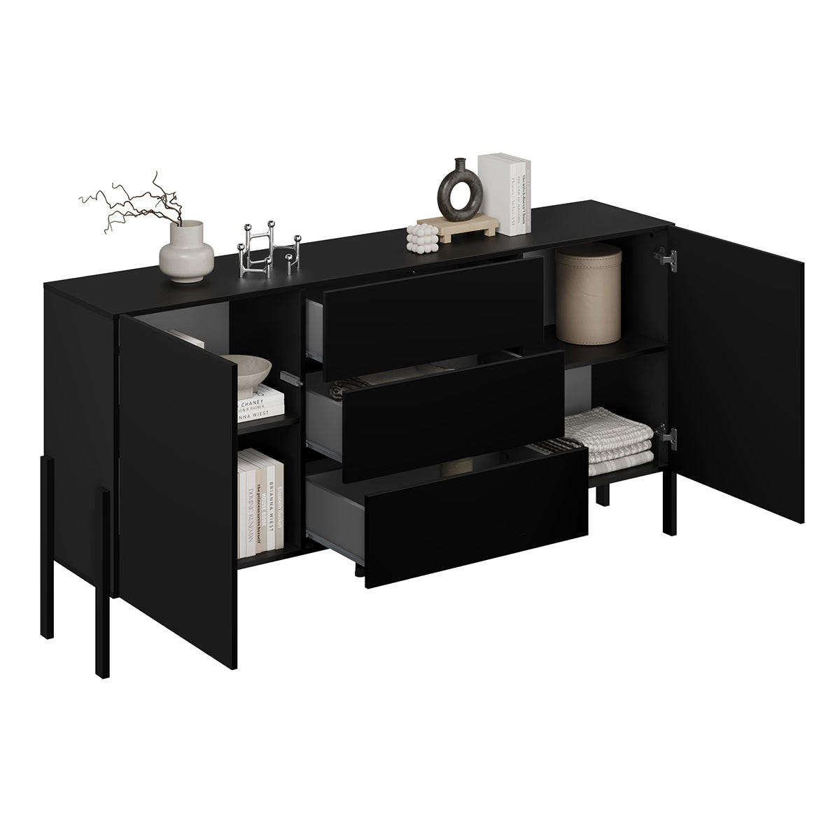 SIDEBOARD Bérénice Černá - černá, kompozitní dřevo (184/90/40cm) - Petits-meubles