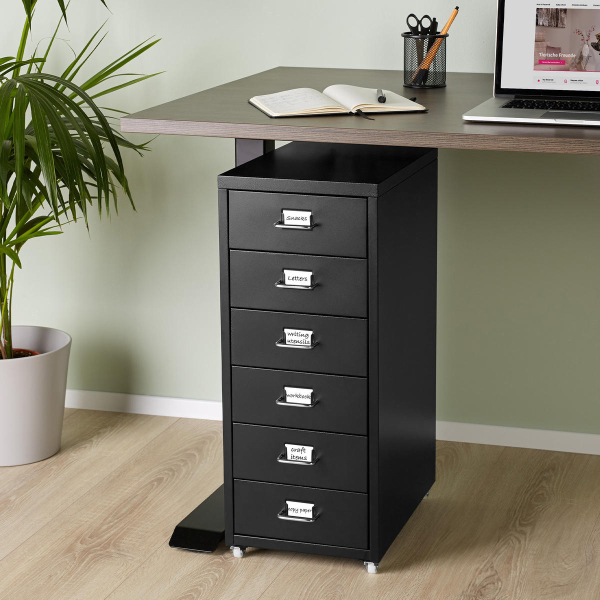 ROLLCONTAINER ,einfache Montage, 41 x 28 x 69 cm,schwarz - Schwarz, Metall (28/69/41cm) - tectake