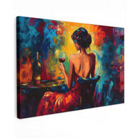 LEINWANDBILD Wein - Frau - Stimmungsvoll - Farbenfroh XXL 150x100 cm - Bordeaux, Textil (150/100cm) - MuchoWow