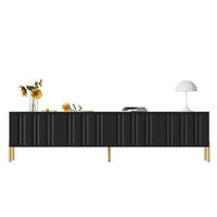 LOWBOARD 190 cm(L) x 38 cm(W) x 48 cm(H) in Schwarz mit goldene Tischbeine - Schwarz, Holz (38/48/190cm) - KOMHTOM