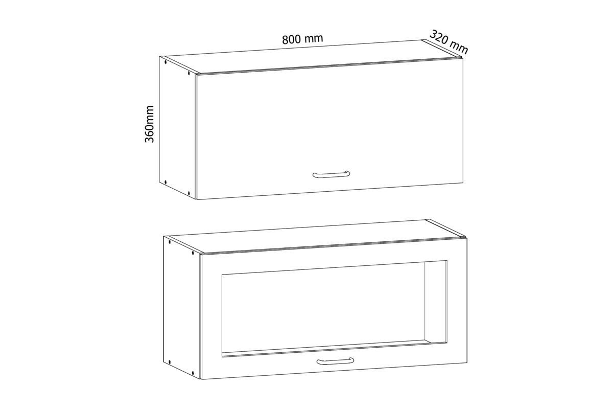 GLASHÄNGESCHRANK G80KS – Sycylia Weiß – Weiß / Creme - Creme/Weiß, Glas/Holzwerkstoff (80/36/32cm) - ROYAL24_MARKT