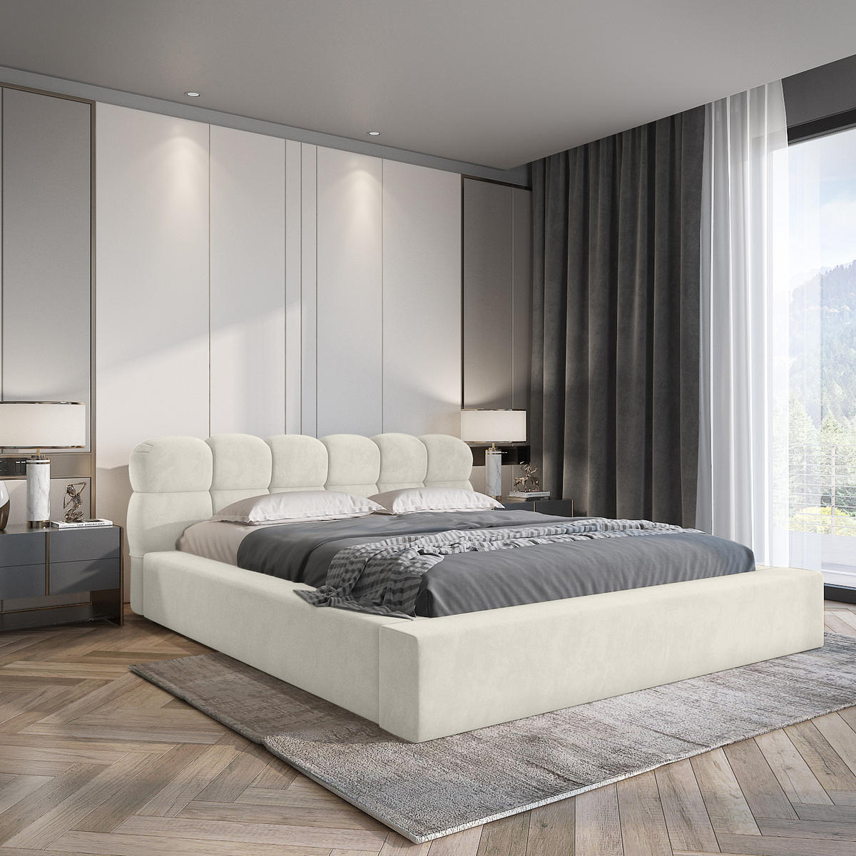 POLSTERBETT schenilen Struktur Paulon 140x200 cm, Creme - Creme, Textil (140/200cm) - Fedve