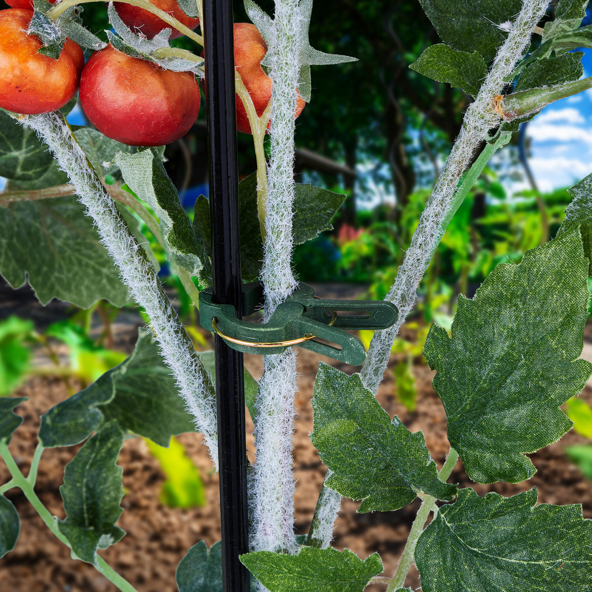 120xPFLANZENCLIPS - Dunkelgrün, Kunststoff/Metall (4.5/1/6cm) - Relaxdays