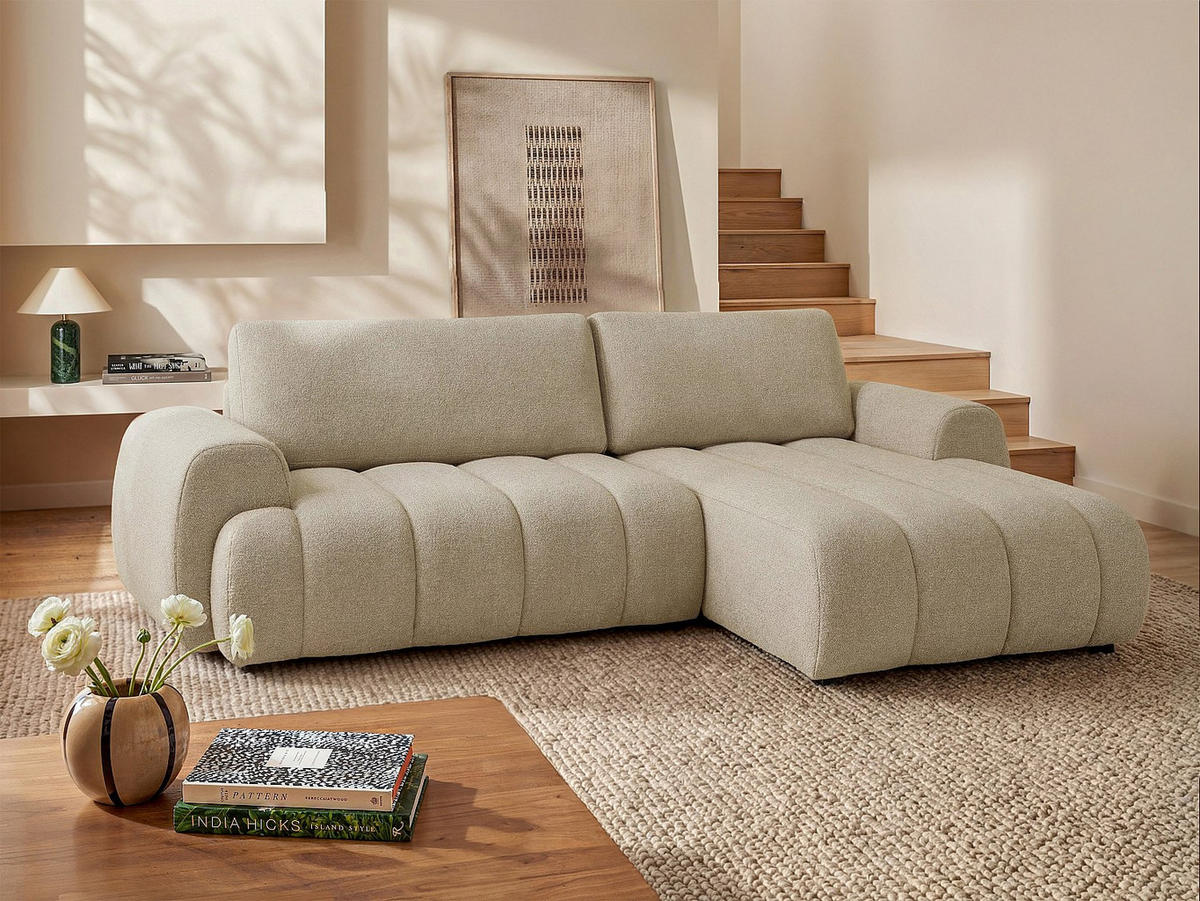 SCHLAFSOFA - 4 Personen-Sitzer - Stoff - Beige - - Beige, Textil (272/81/168cm) - Vente-Unique