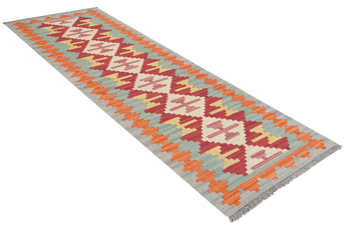 HANDWEBTEPPICH Kelim Gashgai Rot 194/56 cm Schurwolle - Rot, Textil (56/194cm) - Looma