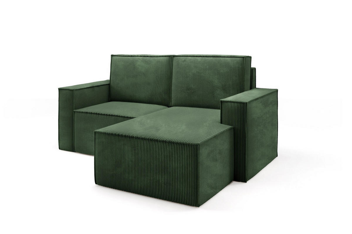 ECKSOFA Orto Grün, Zweisitzer Kordecksofa linke seite - Grün, Holzwerkstoff/Textil (180/141cm) - Bettso