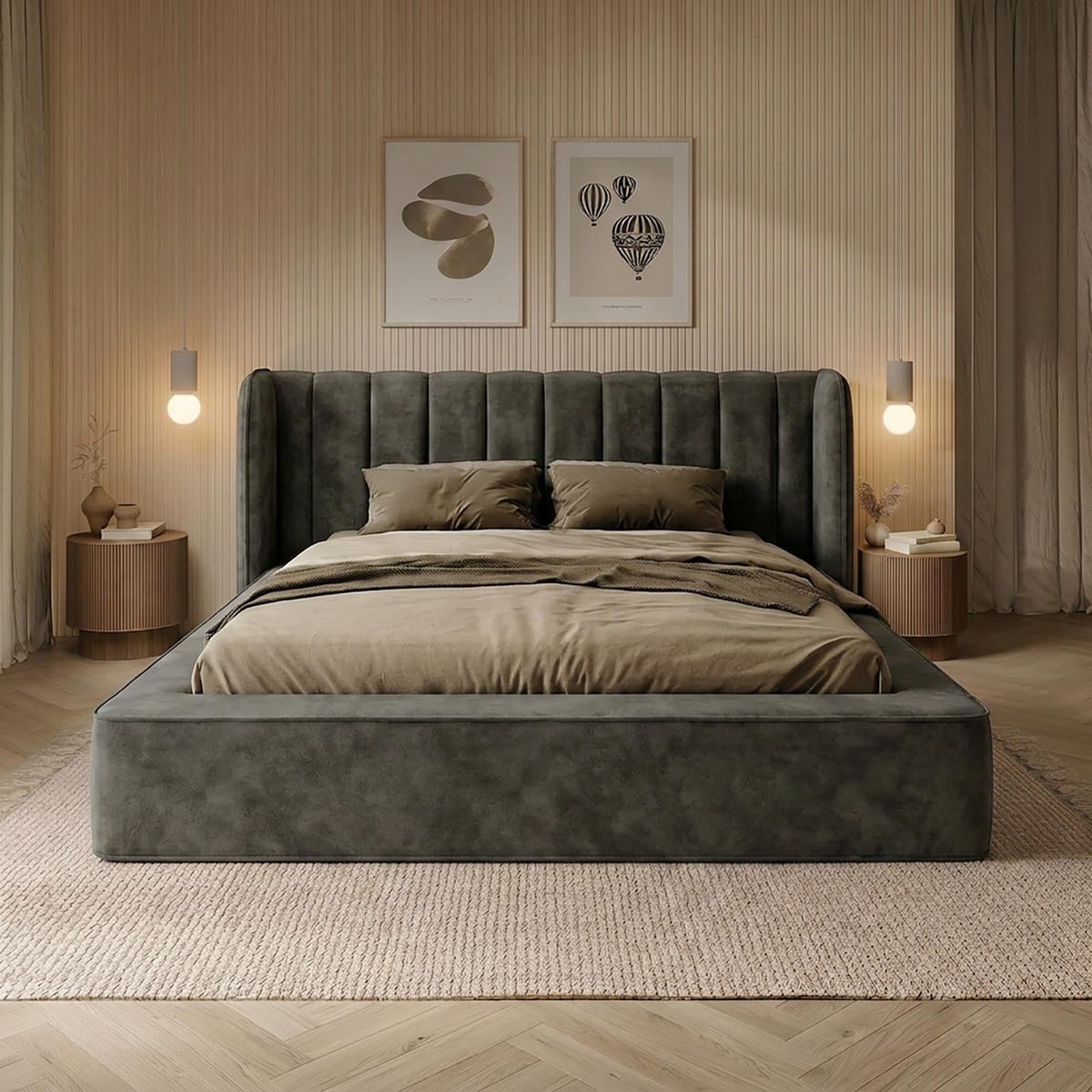 POLSTERBETT GONDO 160x200 cm, Anthrazit - Anthrazit, Textil (200/160cm) - Fedve