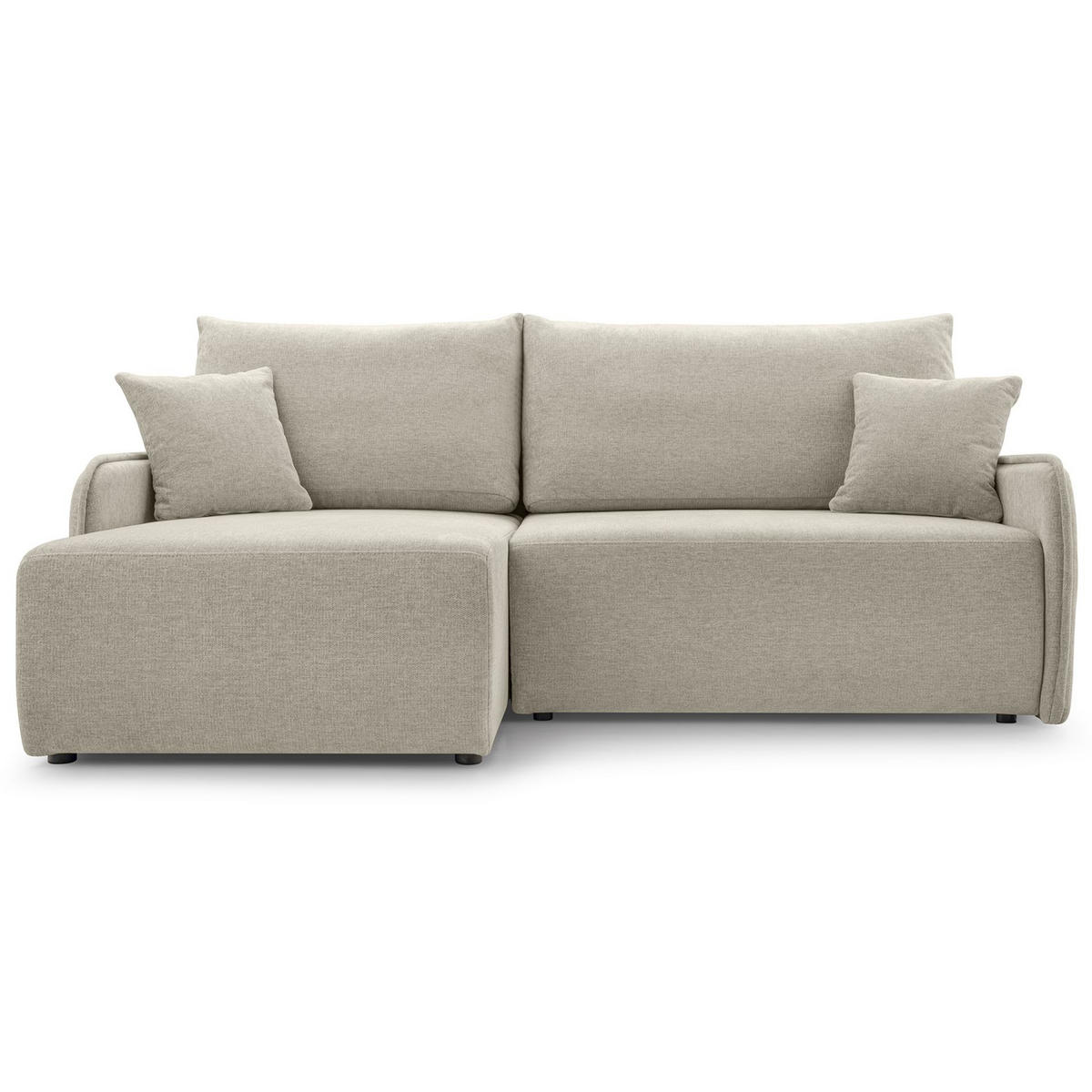 ECKSOFA Netarro, Beige Chenille, linksseitig - Beige/Schwarz, Kunststoff/Textil (198/147cm) - Selsey