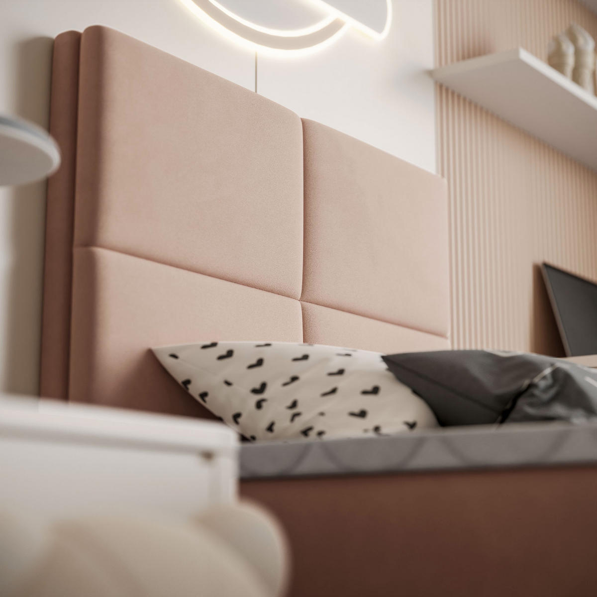 BOXSPRINGBETT Bett CROSS MINI mit Topper 90x200 cm Jasmine 61 - Rosa, Textil - Lookway