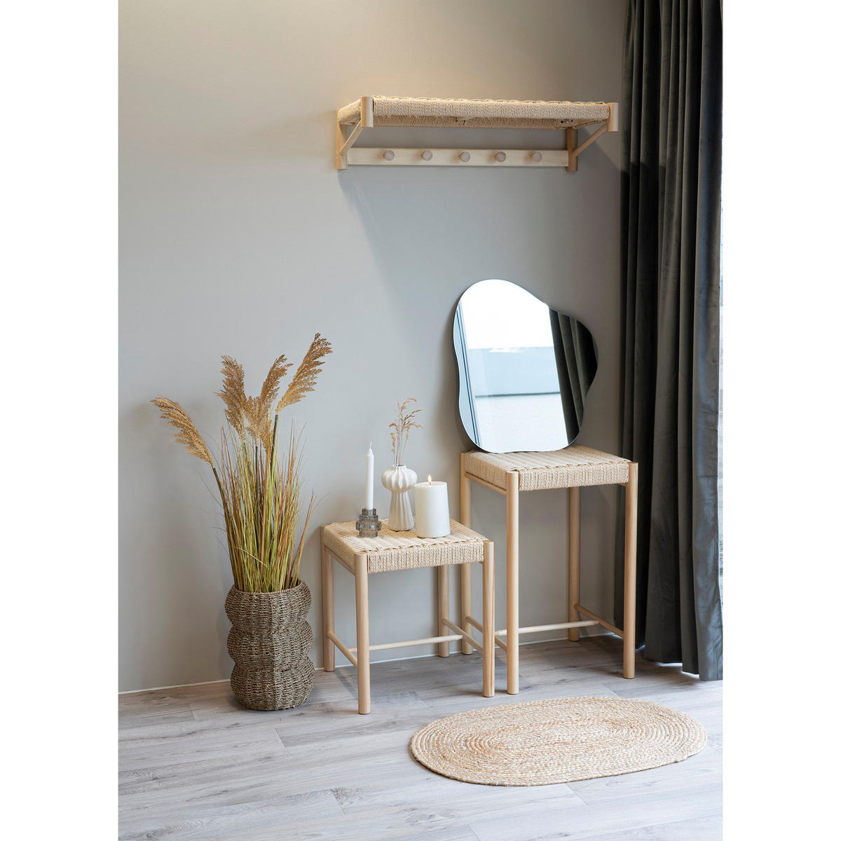 SORGHUMGRAS Pe Kunststoff, Polyester, Draht, Zement Natur - Naturfarben, Kunststoff (110cm) - tinkaro